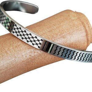 Keffiyeh Bracelet Stainless Steel Cuff Arabic Jewelry Ramadan Gift Women Men